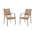 Manhattan Comfort 2-Piece Genoa Patio Dining Armchair in Nature Tan Weave 2-OD-DC002-NE